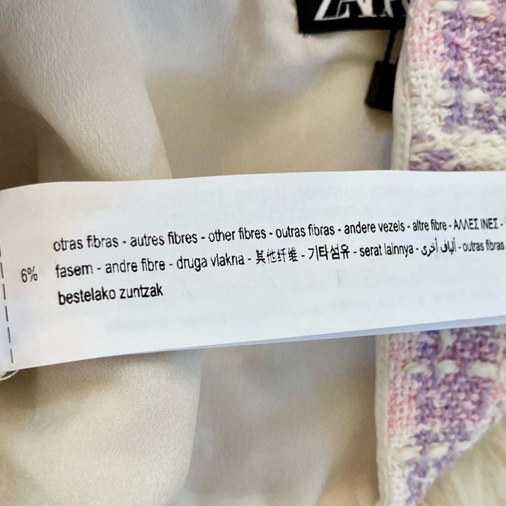 Zara Tweed Corset Bra-Style Crop Top w/Chiffon Lining - Picture 11 of 13